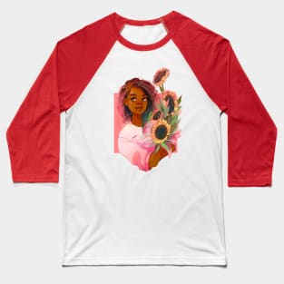 Pink Sunflowers Baseball T-Shirt